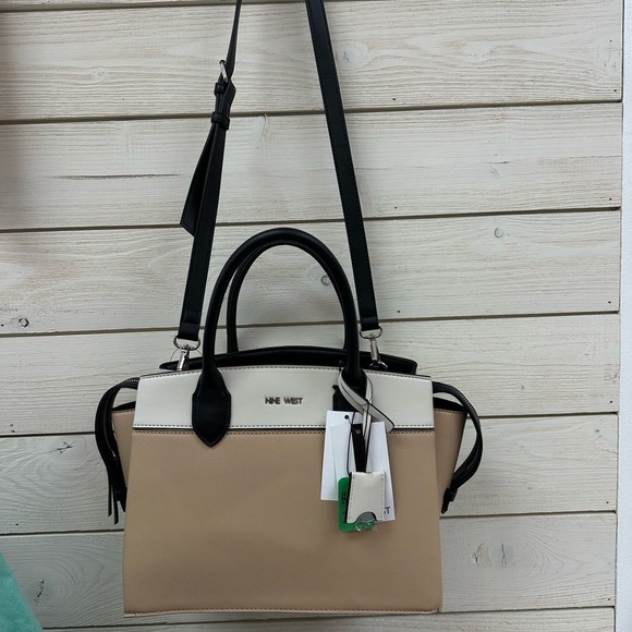 👜 Nine West Oaklynn Satchel - Khaki Multi - NWT - Picture 2 of 9